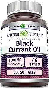 Amazing Formulas Black Currant Oil 1500 Mg Por Serving ← Softgels Silencio con GLA (Gamma-Linolenic Acid)