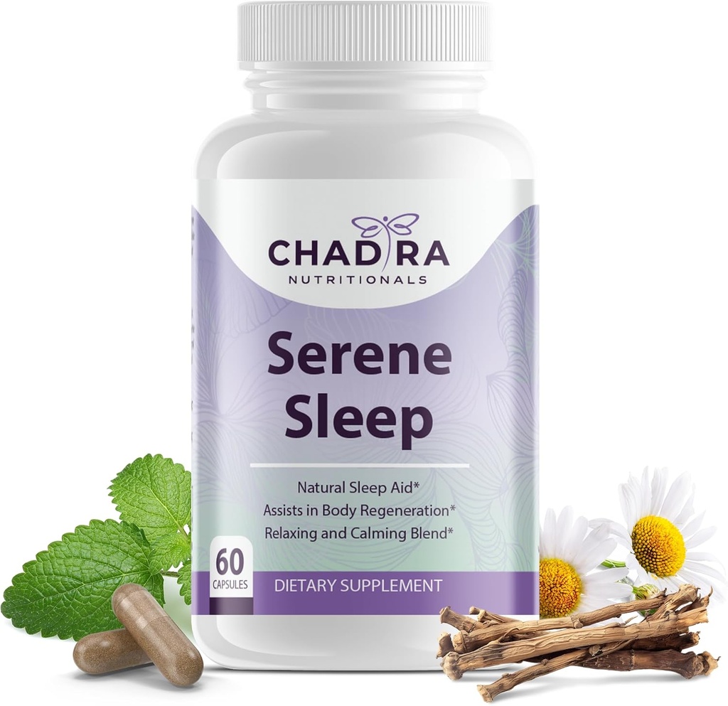 Serene Sleep Fórmula ← Rest-Boosting Magnesium Citrate W/Melatonin, Passion Flower, Calcium, y L-Theanine ← Natural Deep Sleep Vitamins for Adults - 60 Caps, 30 Day Supply