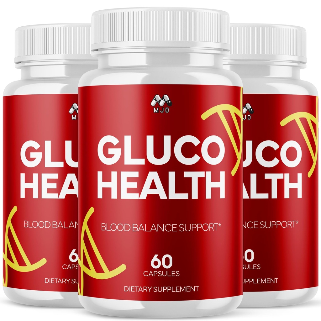 (3 Pack) Gluco Health Capsules, Official Glucohealth Supplement Pills with All Natural Ingredients, Advanced GlucoHealth Formula Health Supplement with Premium Maximum Strength Vitamins (180 Capsules)