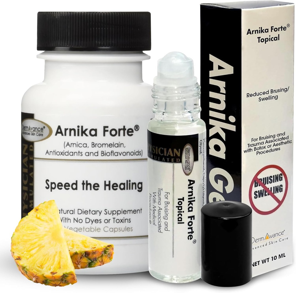 Recuperación Bundle - Arnica Capsules " Gel for Bruising and Swelling - Post-Surgery, Procedimiento cosmético " Recuperación de Daños Esenciales