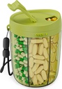PULIV Organizador de botellas de gran tamaño, organizador de suplementos para mantener 6 diversas vitaminas, caja de píldoras con diseño anti-mixing &amp; ancha, fácil de recuperar medicamentos y 20 piezas etiquetas pegatinas, verde