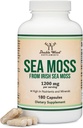 Irlandés Moss Capsules, Más Potent Than Sea Moss Gel Extract (180 Cuenta, 1.200 mg por Serving) (de Wildcrafted and Raw Chondrus Crispus) Nutrient Rich Superfood High en Minerales por Madera Doble