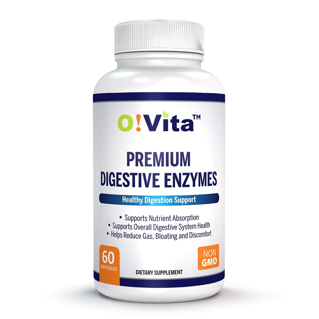 Enzimas digestivas Premium con enzimas de base vegetal, soporta una mejor digestión, una mejor absorción nutritiva (60 cápsulas no vegetales)