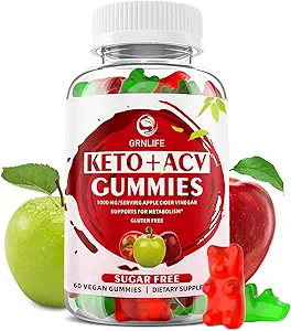 Keto ACV Gummies Advanced, 1000MG Apple Cider Vinegar Suplemento para Mujeres y Hombres, ACV Keto Gummies for Supports Metabolism, Sugar Free, Made in USA, Keto+ACV, 60 Conde