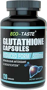 ECO-TASTE Glutathione Suplemento, 98% Purificado – Forma reducida, 120 cápsulas