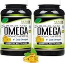 Natural Omega 3-6-9 Blend con DPA, EPA, DHA, ALA y GLA - Semillas de Flax Orgánicas y aceite de pescado salvaje caza - Más de 2.800 Milligram Strength - Gluten Gratis - Hecho en los EE.UU. - 60 SoftGels (Pack de 2)