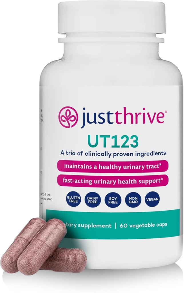 Just Thrive UT123 - Supports Urinary Tract Health for Women - Made with Cranberry, 60 Capsules