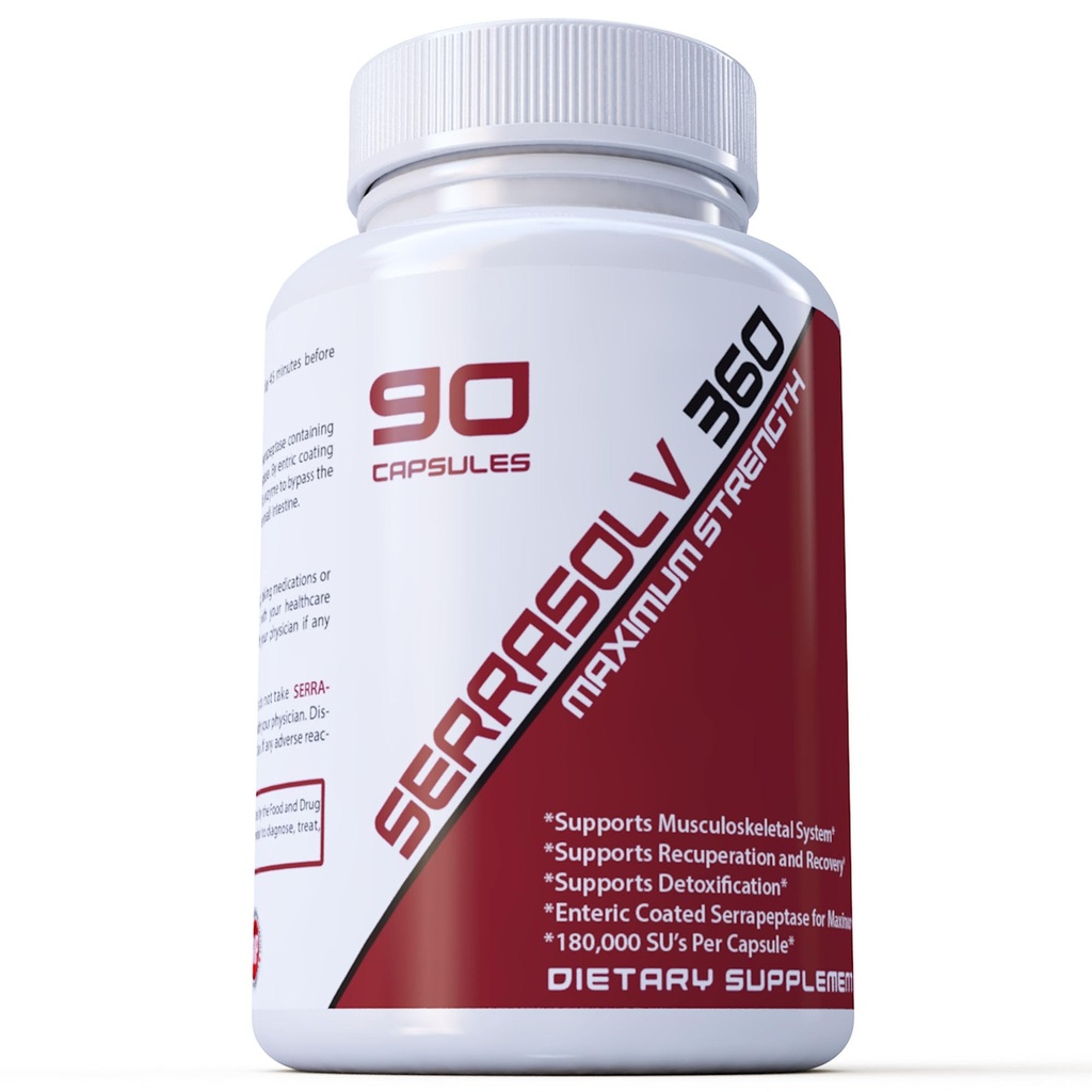 (90 Capsule Bottle – Advanced Systemic Enzyme Serrapeptase Supplement containing 180,000 of Enteric Coated Serrapeptase per Capsule. (90 Capsule)