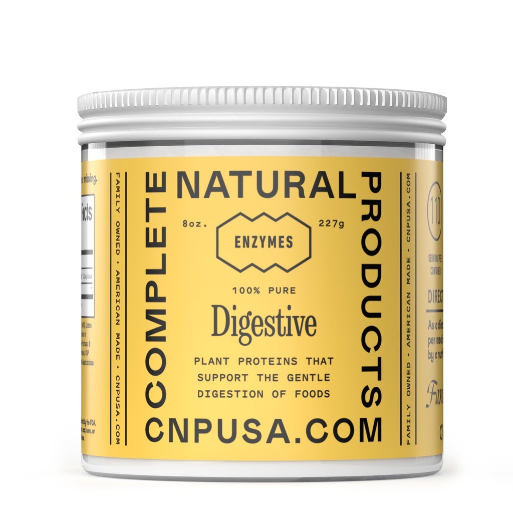Complete Natural Products Digestive Enzyme Powder - Plant Based Blend, 8oz Glass Jar, Gentle Digestive Support