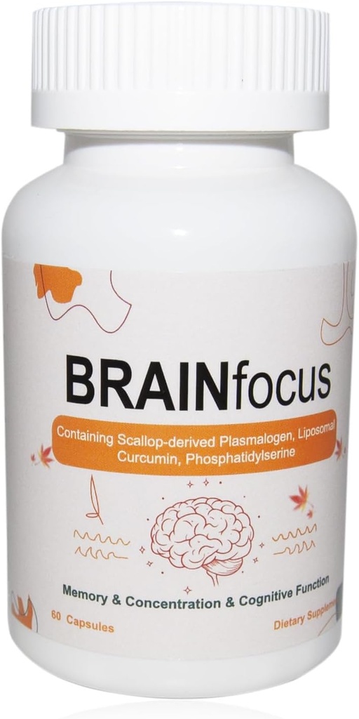Suplementos cerebrales de vitamina E para la memoria " Focus,Brain Support with Curcumin,Plasmalogen " Liposomal for Enhanced Cognitive Function and Concentration,60 Servings