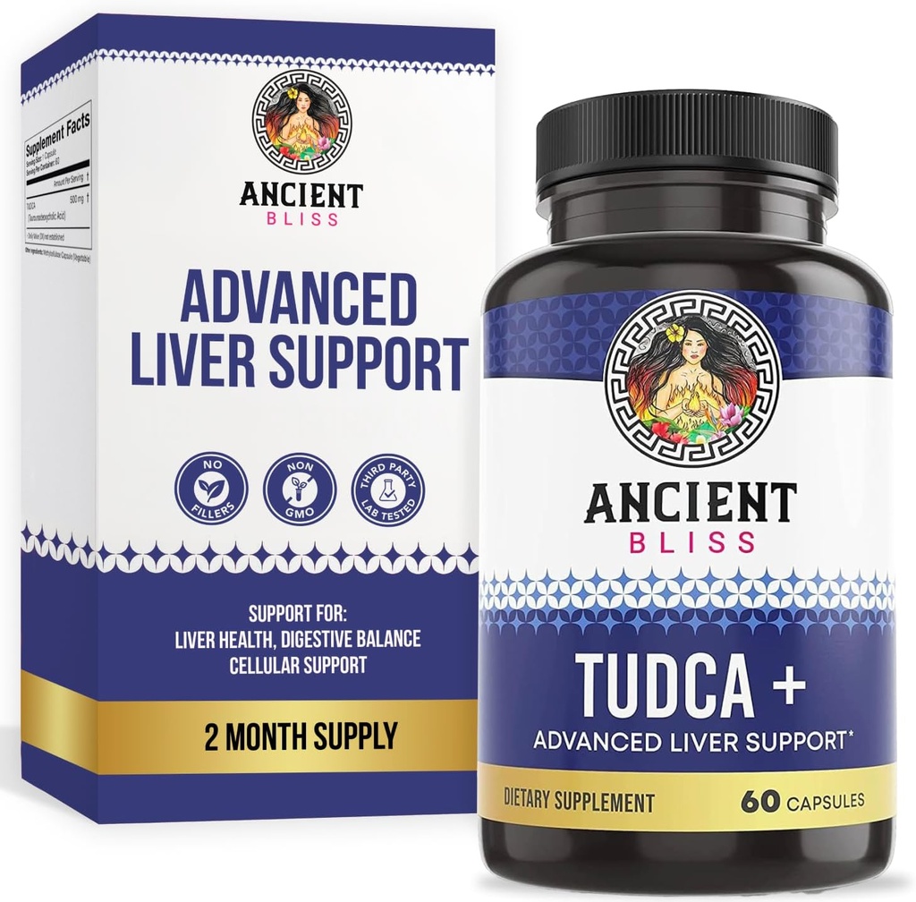 Tudca 500mg, 60 capsules (Acido Tauroursodeoxycholic)- Bile Salts Liver Support Supplement, Natural Bitter Taste- Vegan Friendly, Non GMO, Gluten Free Capsules by Ancient Bliss