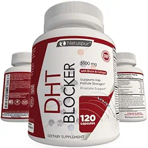 DHT Blocker Hair Growth Support Supplement, with Organic Saw Palmetto, Green Tea Extract, Biotin &amp; Collagen for Hair Loss & Boosts Hair Regrowth for Men &amp; Women - Gluten-Free, Vegetarian