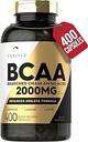 Carlyle BCAA Capsules ← 2000mg ← 400 Powder Pills ← Amino Acids Suplemento Blend Silencio para Mujeres y Hombres Silencio con L-Isoleucine, L-Leucine, L-Valine ← Non-GMO y Gluten Free