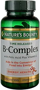 Vitamina B-Complejo por la recompensa de la naturaleza, tiempo liberado Suplemento de vitamina w / ácido fólico más vitamina C, apoya el metabolismo energético y la salud del sistema nervioso, 125 tabletas (Pack of 3)