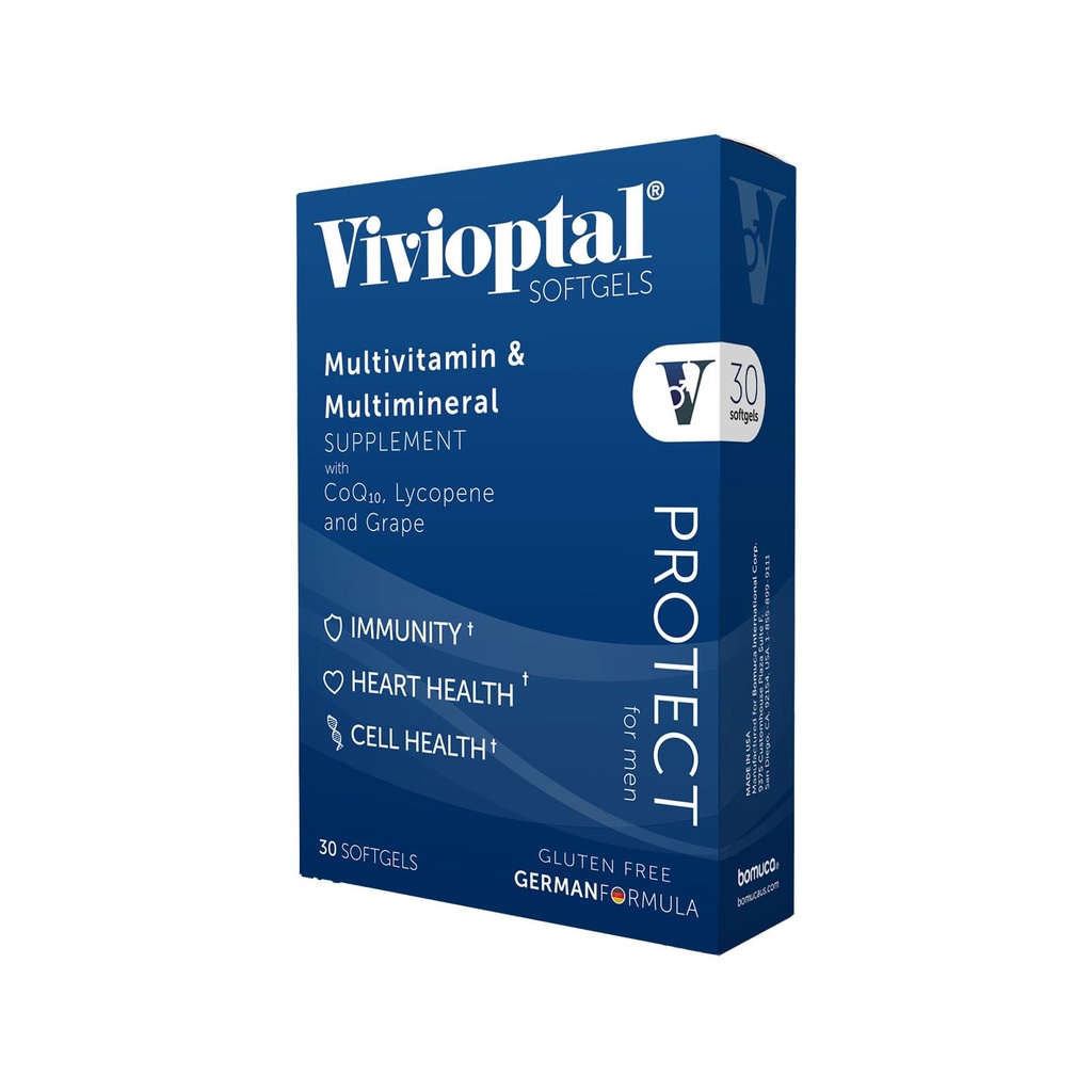 Vivioptal para Hombres, 30 cápsulas, CoQ10, Lycopene & Resveratrol, Multivitamin & Multimineral, Gluten Free, German Formula