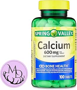 Generic Spring Valley Calcium 600 mg, Dietary Supplement, Bone Health Calcium + Includes Dri Store Sticker (100)