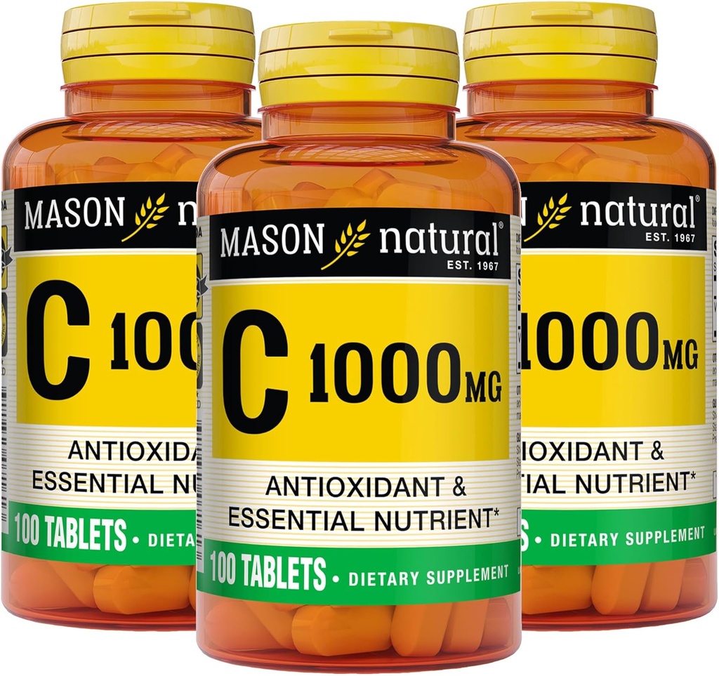 MASON NATURAL Vitamina C 1000 mg, 300 Day Supply, Supports Healthy Immune System, Antioxidant and Essential Nutrient, 3 Pack