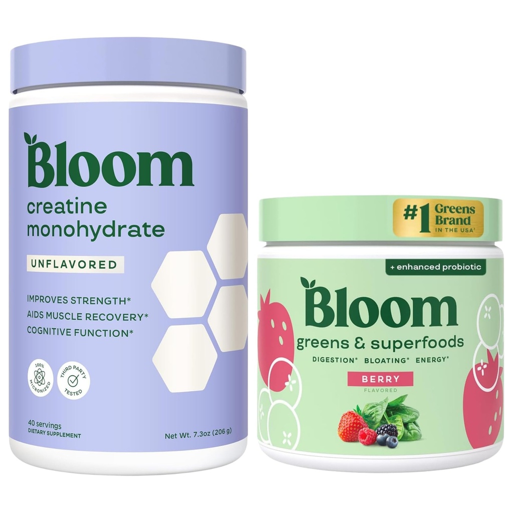 Bloom Unflavored Creatine and Berry Greens Bundle