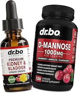 Suplemento de apoyo al riñón " D Mannose - Suplementos de la vejiga ecológica gotas " Natural D-Mannose 500mg cápsulas - Cranberry Renal Cleanse Detox Flush " Urinary Tract Cleanse Health Supplement