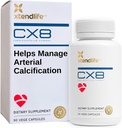 Xtendlife CX8 Suplemento de salud cardíaca para soporte cardiovascular, circulación y salud arterial - con vitamina K2 MK7, D3, tocotrienols, y suministro de hebilla marina-30 días