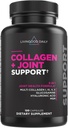 Livingood Daily Collagen + Joint Support, Grass Fed Multi Collagen Peptides I III V X con ácido hialurónico, Suplemento de soporte conjunto para hombres y mujeres, uñas de piel de pelo, Keto & Gluten Gratis, 120 cápsulas