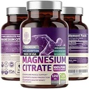 Pure Magnesium Citrate Capsules 1250mg, Fácilmente Absorbed and Purified Trace Mineral for Muscle and Digestive Support, 120 Caps