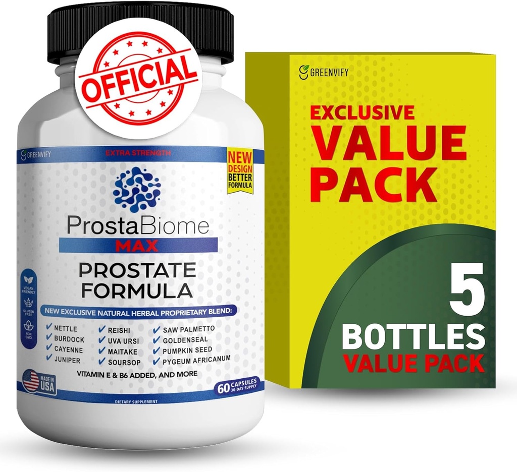 ProstaBiome Max Prostate Support Formula, Natural Herbal Blend con Saw Palmetto, 60 cápsulas, 30 días de suministro (5)