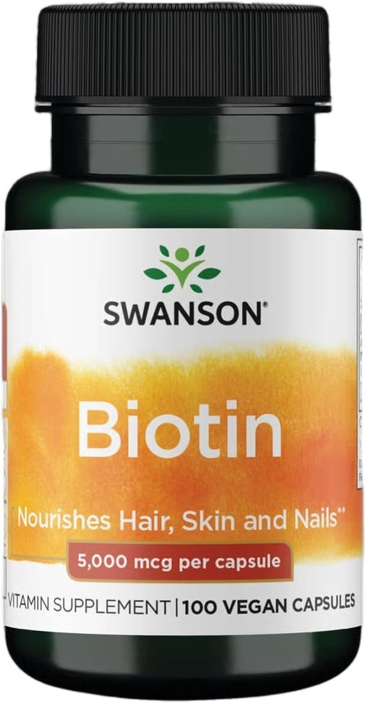 Swanson Biotina Vitamina B7 5000 mcg 100 cápsulas