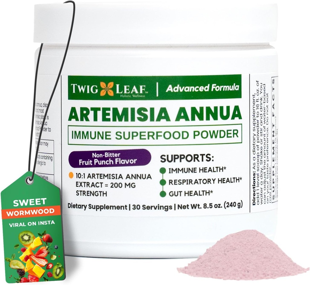 Artemisia Annua Sweet Wormwood Herbal Powder ← Leaf Extract Brain Supports  Artemisininin Supplement ← Sweet Wormwood Organic Extract ← Non-GMO, Vegan, Gluten-Free ← 30 Servings/8.5 Oz (240g)