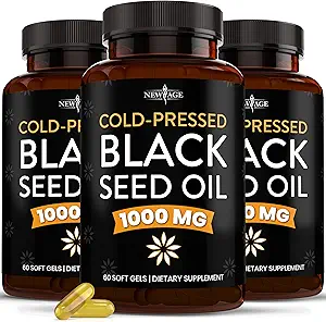 NEW AGE Black Seed Oil Softgel Capsules - Premium Cold-Presed Nigella Sativa Producing Pure Black Cumin Seed Oil - Non-GMO & Vegetarian 90 Conde (Pack of 3)