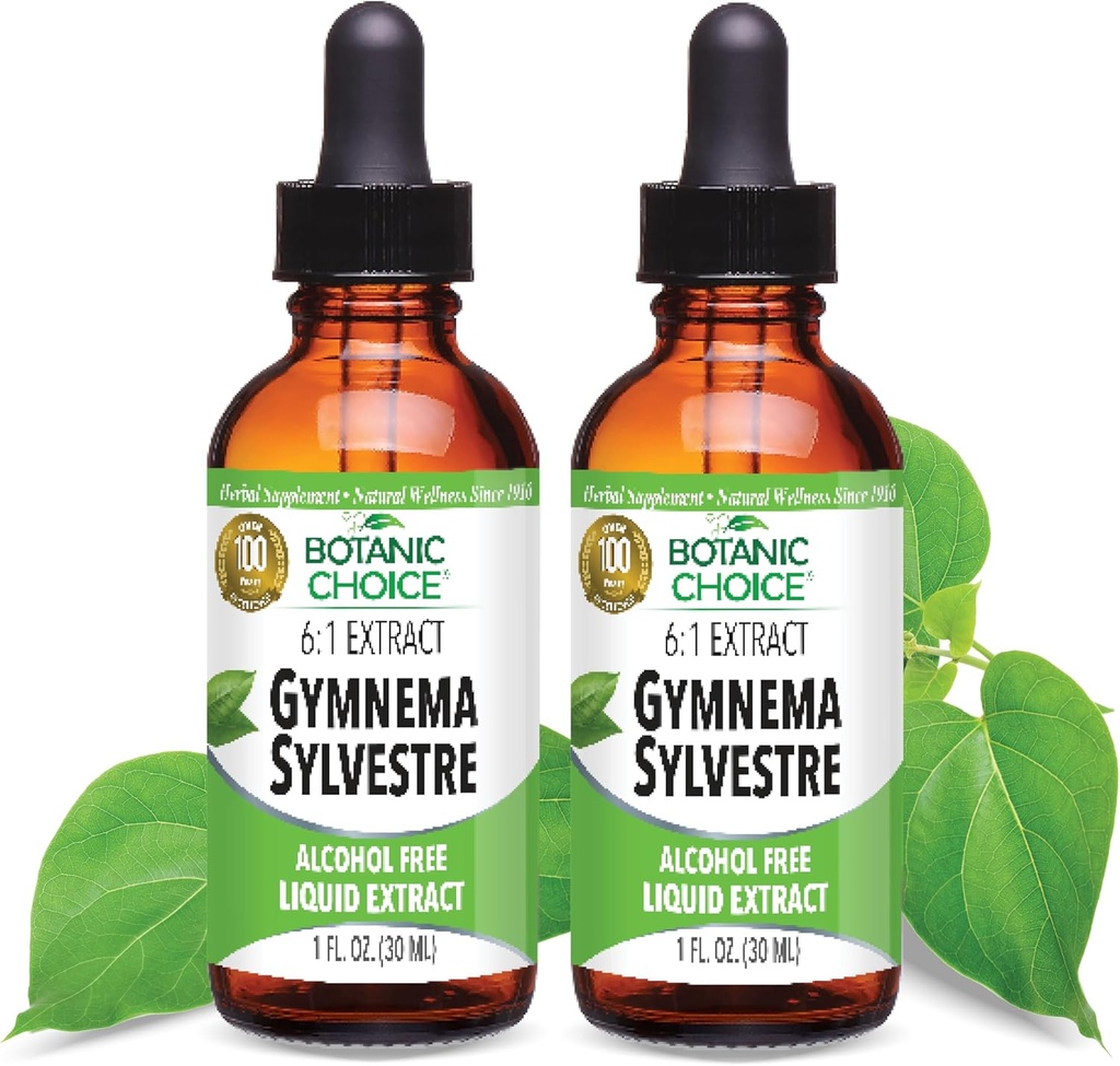 Botanic Choice: Gymnema Sylvestre Liquid Extract - Alcohol &amp; Gluten Free, Non-GMO, 1oz 2 Pack