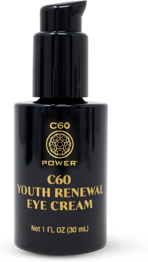 C60 Power Youth Renewal Eye Cream - Eye Cream for Wrinkles ' Puffiness, Anti Aging Skin Care for Women ' Men, With 99.99% Pure Sublimated C60, Copper Peptides, & High-Quality Ingredients - 1 fl oz