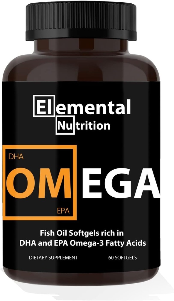 Omega-3 de aceites de pescado – 60 Softgels Valor Botella de Eicosapentaenoico (EPA) & Ácido Docohexaenoico (DHA) en un Jarrón de Grip Negro