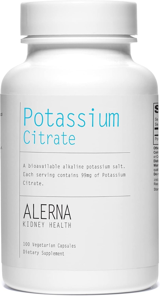 Potassium Citrate 99 mg - Supports Electrolyte Balance and Normal pH - Essential Mineral - 100 Vegetarian Capsules
