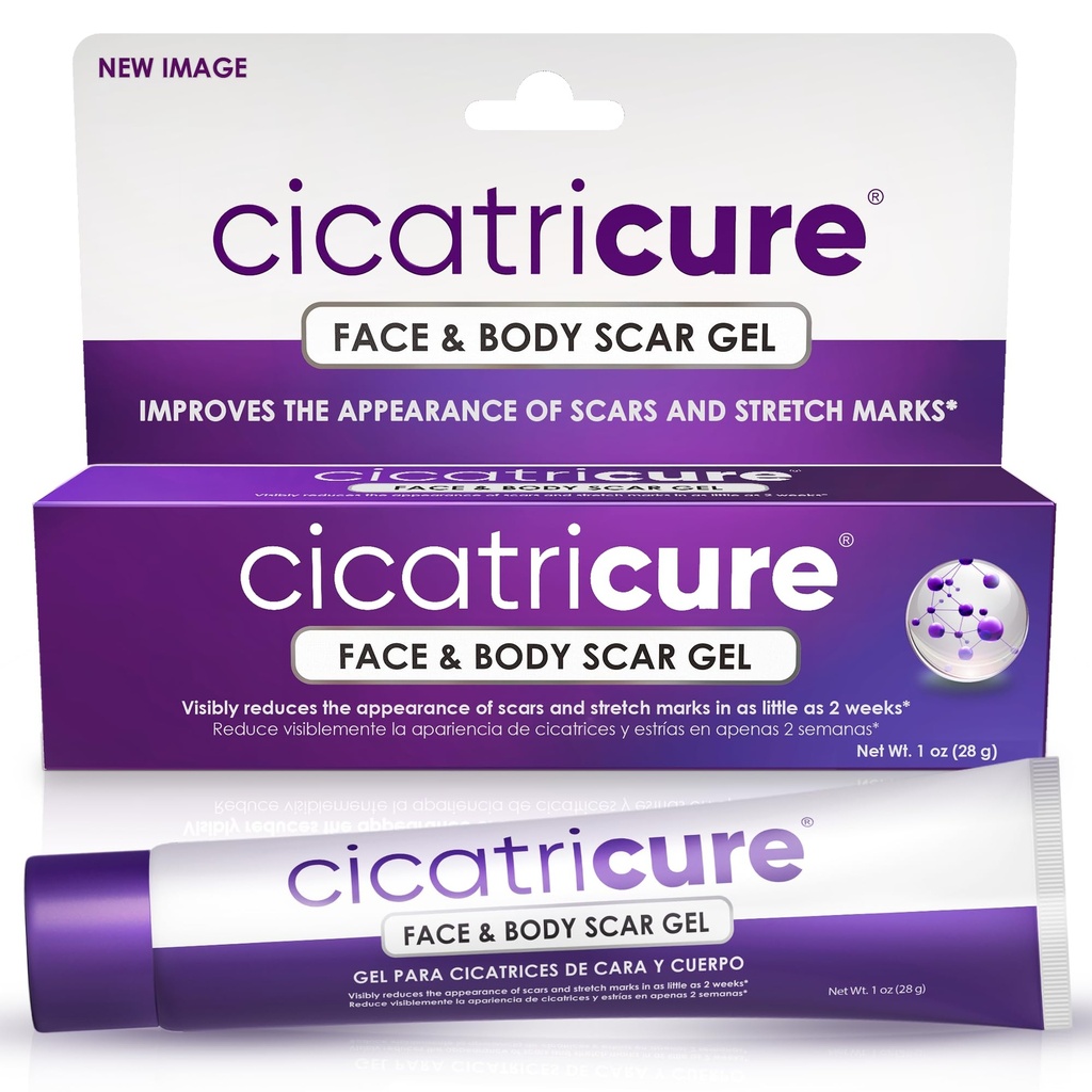 Cicatricure Advanced Scar Gel for Face & Body - Resultados Provenidos en 2 semanas, Tratamiento de cicatriz para cicatrices quirúrgicas, marcas de estiramiento, cicatrices de quemaduras y lesiones, Tratamiento de cicatriz de acné, 1 oz (28 g)