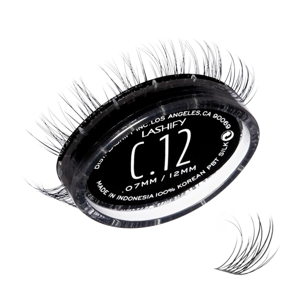 Lashify Curl 12mm Gossamer DIY Eyelash Extensiones Refill, Negro, Easy False Eyelashes for a Natural Look