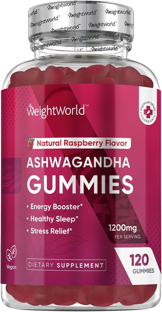 WeightWorld Ashwagandha Gummies for Women and Men 1200mg - 120 Gummies (2-Month Supply) - Ashwagandha Supplement Gummies for Energy Booster, Healthy Sleep & Stress Relief - Vegan &amp; Gluten-Free
