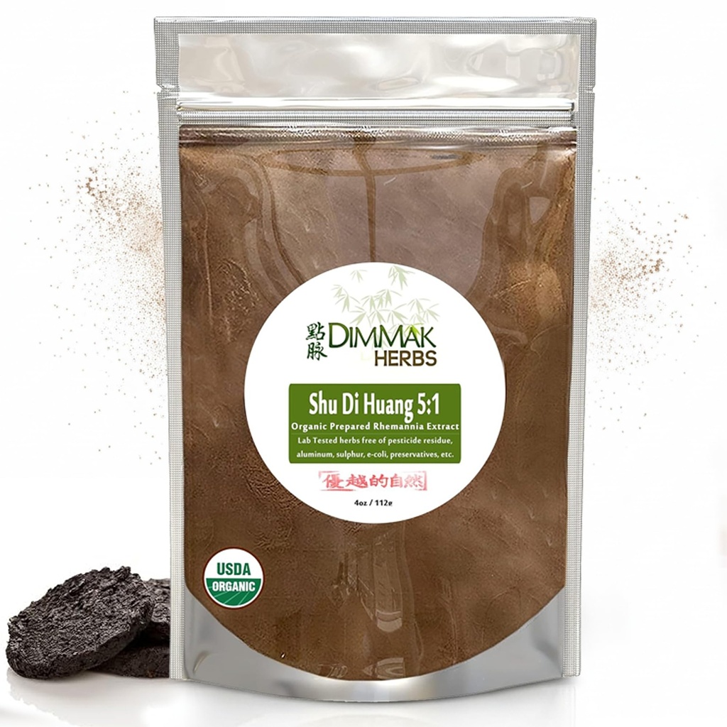 Orgánica Rehmannia Extract Powder 5:1 4oz Ø Lab Tested USDA Organic Prepared Rehmannia Shu Di Huang Concentrate Granules add to hot Water or Smoothie 112g