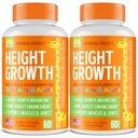 Pack de 2 Maximizador de crecimiento de altura - Hecho en EE.UU. - Aumentar la altura natural Booster &amp; Vitaminas Adolescentes - Píldoras para crecer más alto en cualquier edad - Suplemento de crecimiento de huesos para adultos &amp; niños