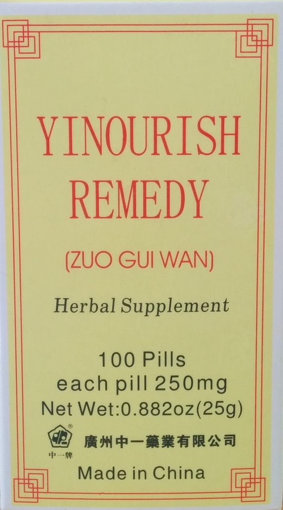 Yinourish Remedy (Zuo GUI Wan) 100 Pills, 250mg Each Pill