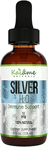 Kaiame Naturals Colloidal Silver, Ionic Silver Solution, 10 PPM, Grande 4 oz Dropper en botella de vidrio, Natural Immune Support Suplemento, Seguro para adultos, niños y mascotas