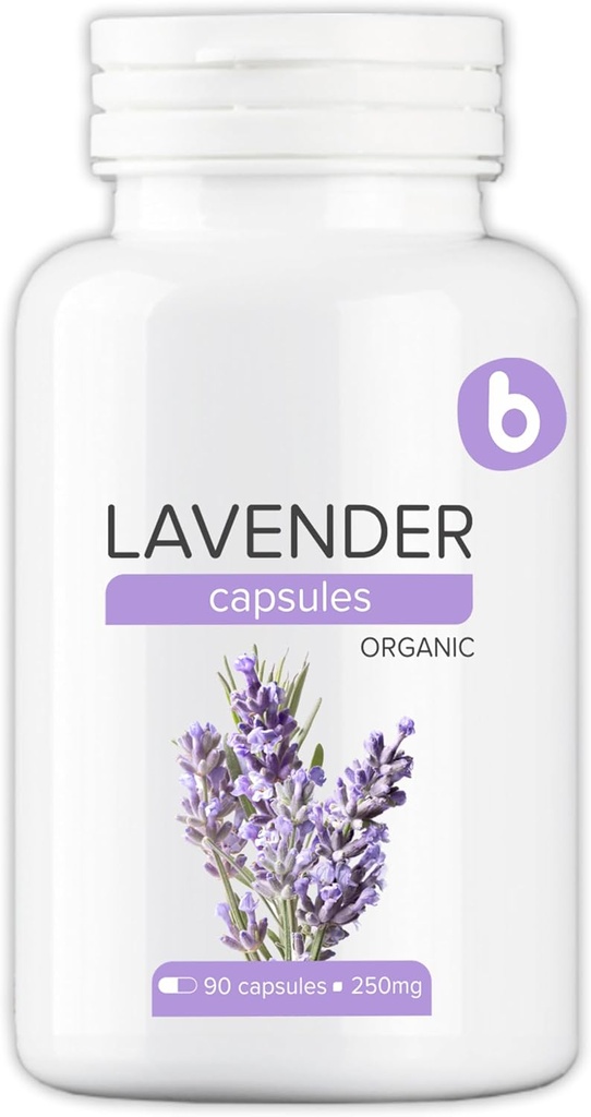 Cápsulas de lavanda orgánica - Píldoras de lavanda para la relajación y el equilibrio - Soporta Mente calma y cuerpo - Suplemento natural - No Gluten-Free - 90 Cápsulas Vegan