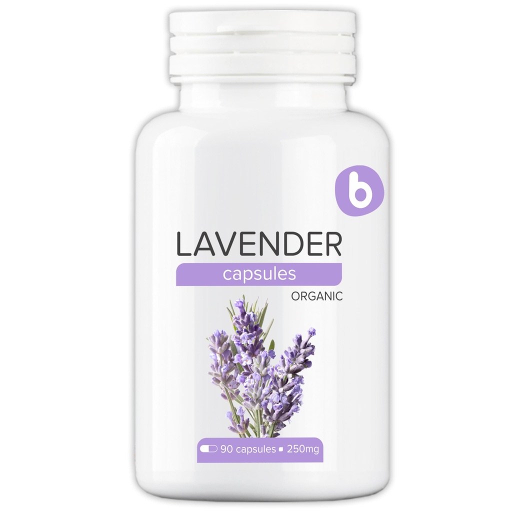 Cápsulas de lavanda orgánica - Píldoras de lavanda para la relajación y el equilibrio - Soporta Mente calma y cuerpo - Suplemento natural - No Gluten-Free - 90 Cápsulas Vegan