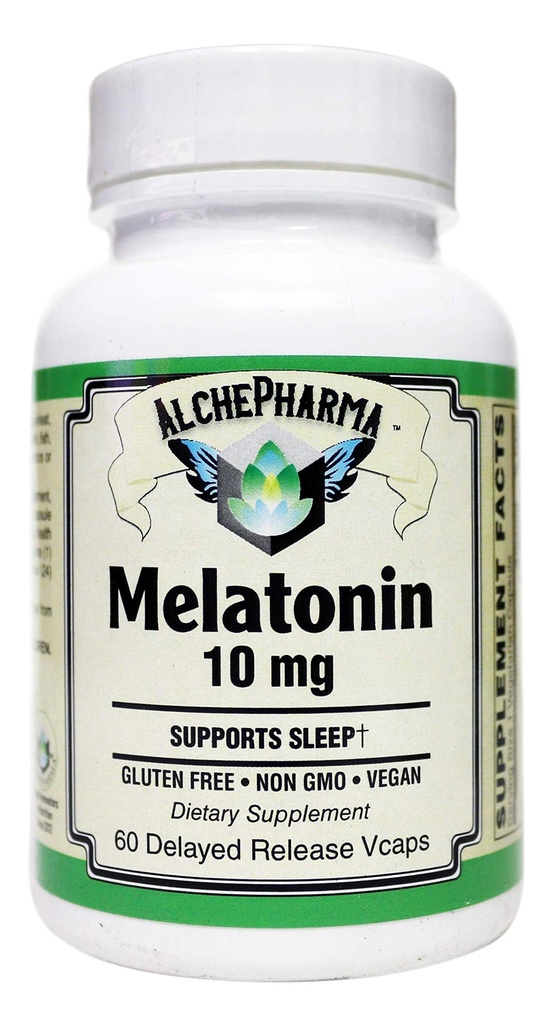 Melatonin 10 mg - (Pharmaceutical Grade) Delayed Time Released Plus Synergistic Vitamin B6- Vegetable Capsules