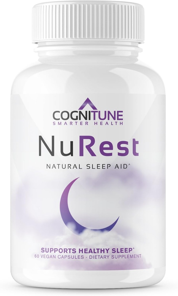 CogniTune Natural Sleep Aid for Adults - Herbal Sleep Aid Supplement - Non-Drowsy Formula with Melatonin, Valerian Root, Lemon Balm, Chamomile, GABA & More