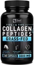 Zal Naturals Collagen Peptides Collagen Pills (360 Capsules) Grass Fed Collagen Pepetide Powder - Hidrolyzed Collagen Powder para el Suplemento de JointTendonHair Skin y uñas -