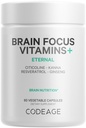 Codeage Brain Focus Vitaminas+ Suplemento nootrópico con Citicolina como Cognizin, Panax Ginseng, Resveratrol, Gotu Kola, Vitamina B12 Metilcobalamina - Entrega Liposomal - No GMO - 60 cápsulas