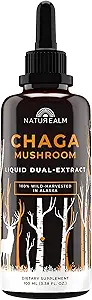 Naturealm Chaga Mushroom Suplemento de Tintura Líquida - Soporte Inmunitario, Boost Antioxidante " Pelo, Esquía, Salud de uñas, Vegan, No GMO – Cuerpos de Fruto Salvaje, 1 Mes de Suministro