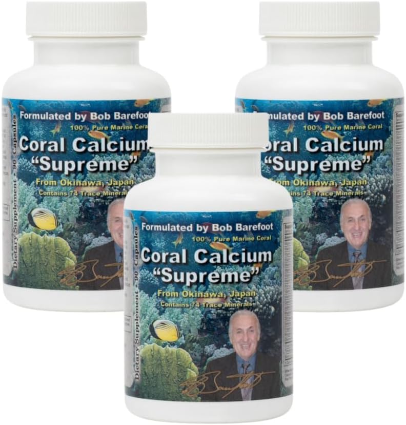 BOB'S BEST Coral Calcium Supreme I 100% Pure Marine Coral, 74 Trace Minerals, 1000 mg I 90 Capsules, Pack de 3