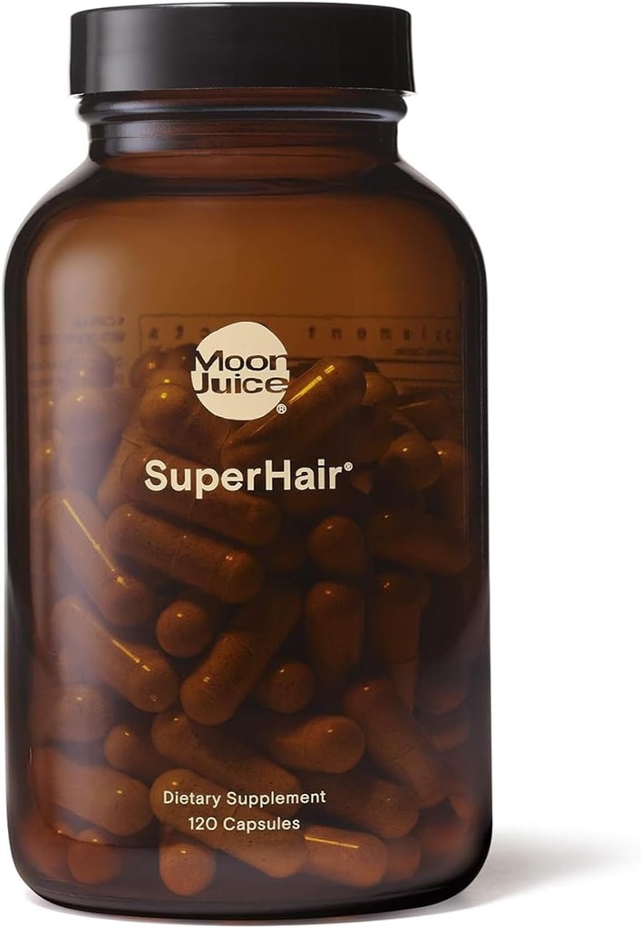 Moon Juice SuperHair Hair Growth Vitamins for Women & Men with Biotin & Saw Palmetto - Clinical Strength Multivitamin Hair Supplement for Healthier, Stronger, Thicker Hair, 120 Capsules - 30 Servings